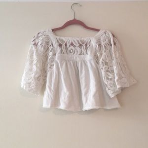 Free People Tops - White cropped & lacy free people top Free People Tops - White cropped & lacy free people top